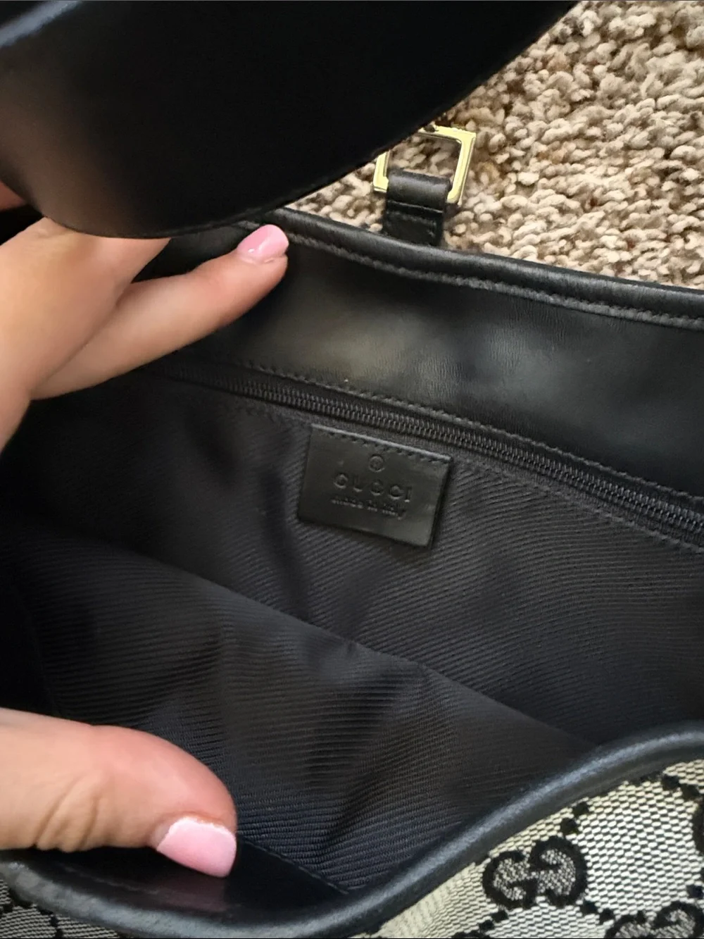 Gucci Black and Gray  Shoulder Bag with Silver Hardware - Picture 3 of 3